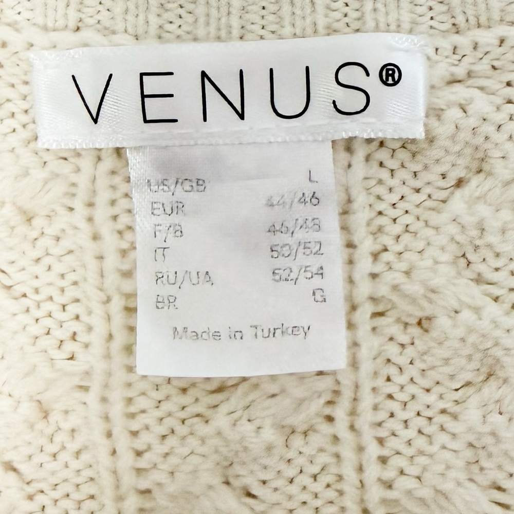 VENUS Cream Long Sleeve Cable Knit Dress with Ribbed Knit Cuffs/WaistBand/Hem - Picture 6 of 10